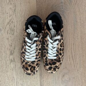 Zara Kids Animal Print Sneakers - Tan and Black